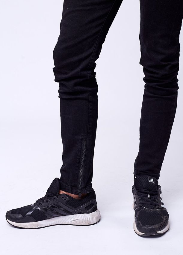 джинси чорні з блискавками, Черный, S 