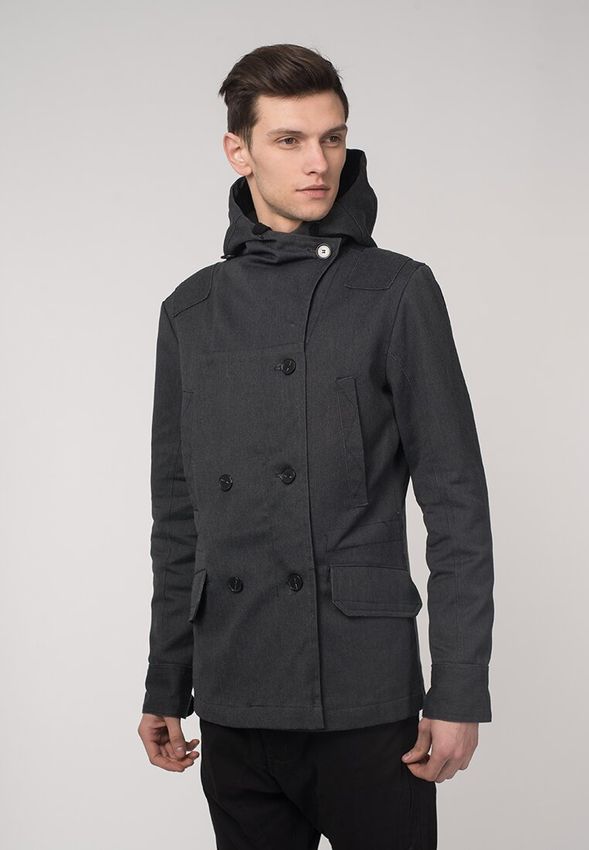 Куртка двубортна темно- сіра, Темно-сірий, XL 