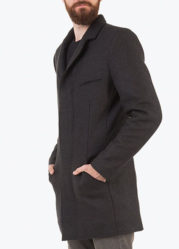 Пальто с необработанным карем, Тёмно-серый, Оберіть розмір