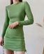 Платье в рубчик олива с рукавом, Зелёный, S 