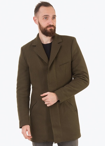 Пальто з необробленним краєм хакі, Зелений, S 