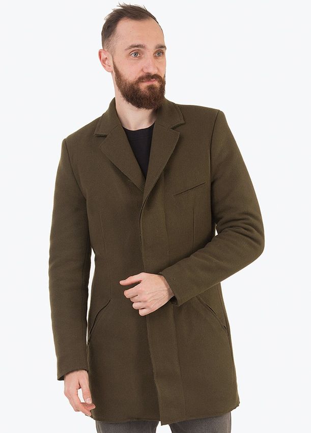 Пальто з необробленним краєм хакі, Зелений, Оберіть розмір