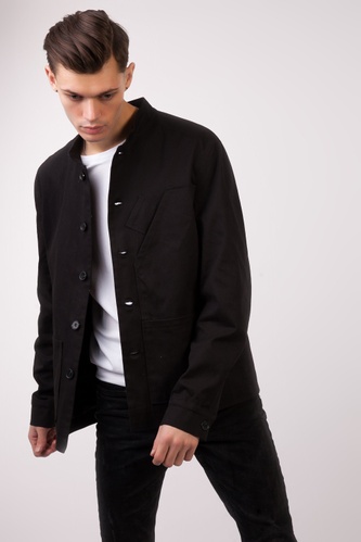 Котоновая куртка с наклыдными карманами, Черный, Оберіть розмір