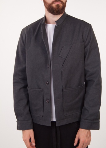 Котоновая куртка с наклыдными карманами, Серый, L 