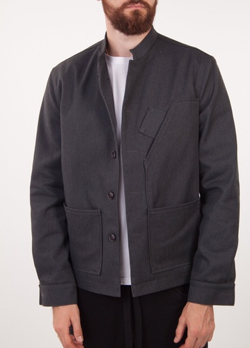 куртка котонова з накладними карманами сіра, Сірий, L 