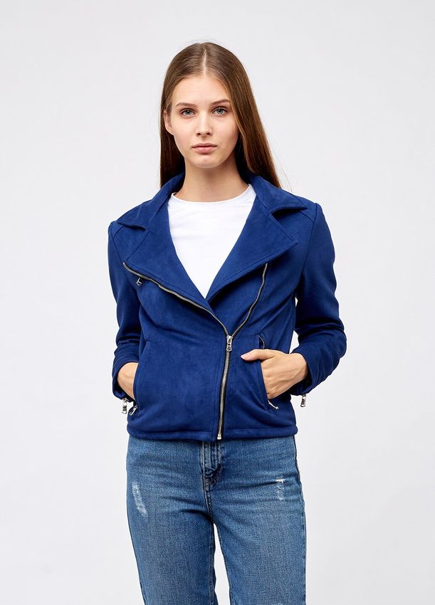 Куртка із замші синя жіноча, Синій, Оберіть розмір