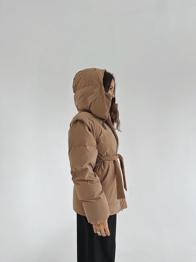 Куртка-жилет женская коричневого цвета бархат, Коричневый, S 